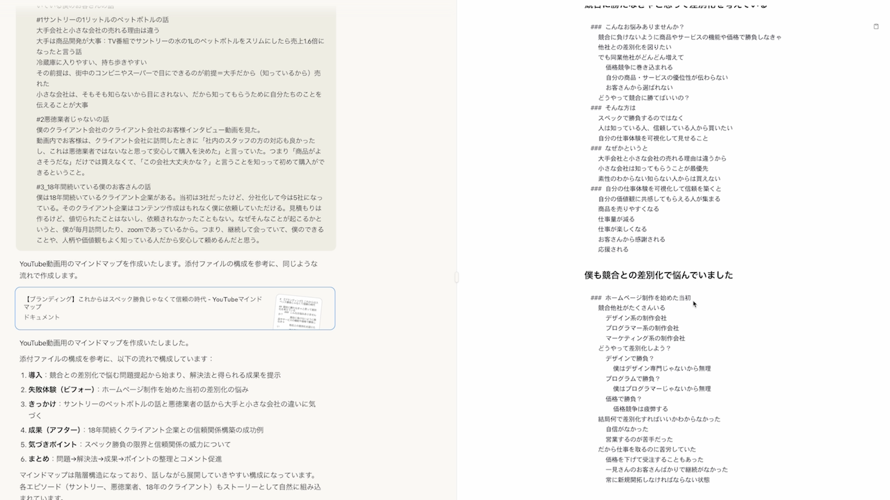 YouTubeマインドマップ原稿作成